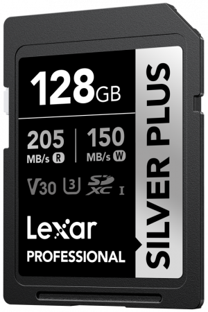 Carduri memorie - Lexar 128GB SDXC Professional SILVER Plus UHS-I/U3/A2/4K R205/W150 (V30)