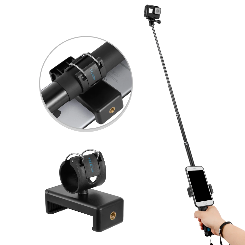 Video / Camere si accesorii - Monopied din aluminiu - Selfie stick cu suport pentru trepied din aluminiu pentru GoPro (se extinde până la 90cm) - GP-MNP-090