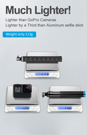 Selfie Stick din fibra de carbon 0.9M pentru Gopro (cu 3 picioare) - GP-MNP-90T [2]