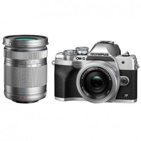 Aparate Foto - Olympus OM-D E-M10 Mark IV Mirrorless Silver Kit cu M.Zuiko ED 14-42mm F3.5-5.6 EZ Silver + M.Zuiko ED 40-150mm F4.0-5.6 R black cu Geanta foto Olympus OM-D Toploader II