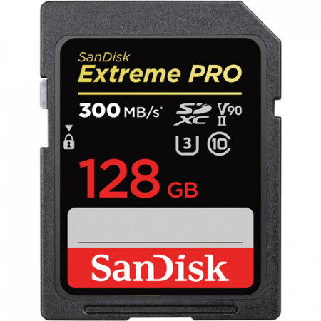 Carduri memorie - SanDisk  Extreme Pro SDXC 128GB 300MB/s 2000x, UHS-II Class 10 (SDSDXDK-128G-GN4IN)