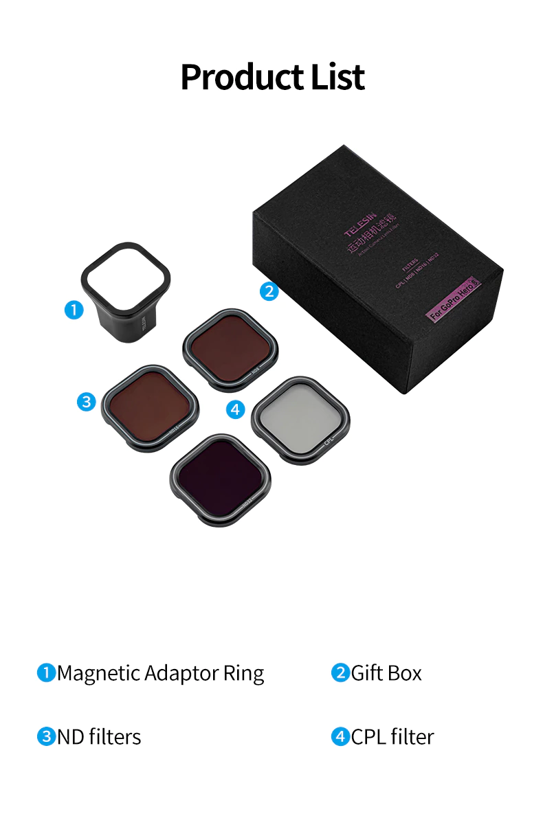 Set de Filtre de tip CPL/ND8/16/32 cu inel magnetic de conectare pentru GoPro 8 - GP ‑ FLT ‑ 807 [3]