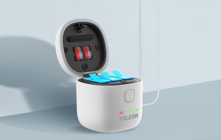 Set Incărcator de tip All-in cu 3 canale + două baterii pentru Hero8 complet decodate pentru Go Pro Hero8 / 7/6/5 - GP-BnG-802 [4]