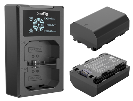 SmallRig 3824 Kit 2 Baterii NP-FZ100 2040mAh + Încărcător Dual LCD USB-C/A, Compatibil Sony Alpha (A7 IV, A7S III, A1) [11]