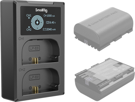 Încărcător dual SmallRig 4084 pentru baterii Canon LP-E6NH, cu ecran LCD și intrare USB-C [30]