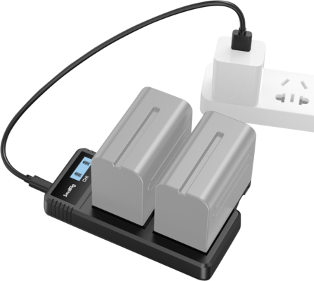 SmallRig 4086 Battery Charger For NP-F970 Batteries – încărcător dual cu fast charging, ecran LCD, intrare USB-C și Micro USB, compatibil Sony NP-F550/F570/F730/F750/F770/F930/F950/F960/F970 [47]