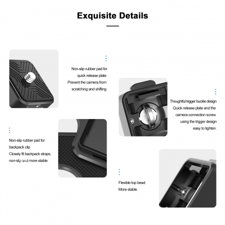 TELESIN Placă cu eliberare rapidă, din aliaj de aluminiu pentru montare pe breteaua rucsacului pentru trepied, DSLR, Camera de acțiune - TE-ZJZ-006 [5]