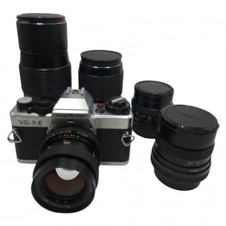 Aparate foto SLR (pe film) (SH) - Voigtländer VSL 3-E + 5 obiective – Aparat SLR analog german cu optică Rolleinar și Dynarex de înaltă calitate