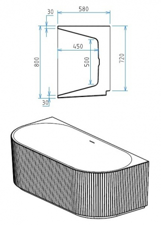 Cada freestanding lipita la perete 170x80 Monza [10]