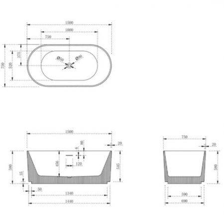 Cada freestanding ovala 150x75 Vega [9]