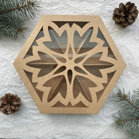 DIY - cutie de carton hexagon floare cu 6 compartimente