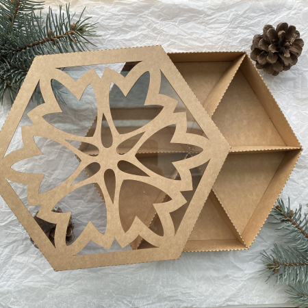 cutie de carton hexagon floare cu 6 compartimente [1]