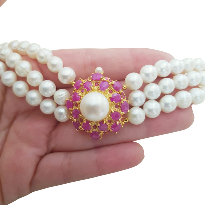 Bratara argint perle rubin [4]