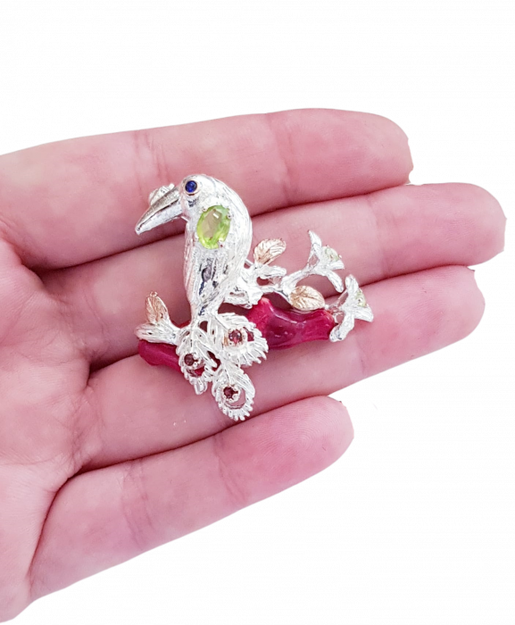 Brosa argint coral [3]