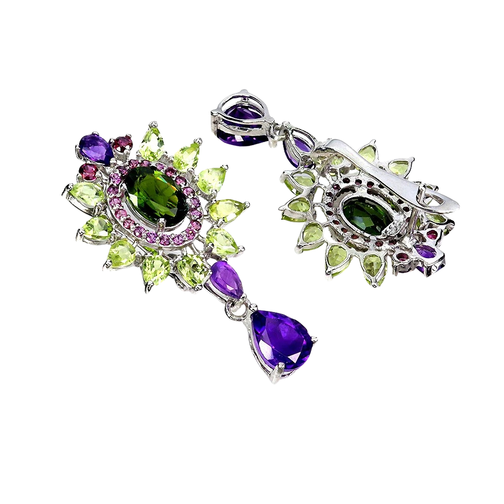 Cercei argint crom-diopsid [2]