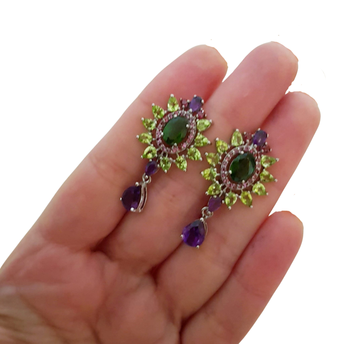 Cercei argint crom-diopsid [3]