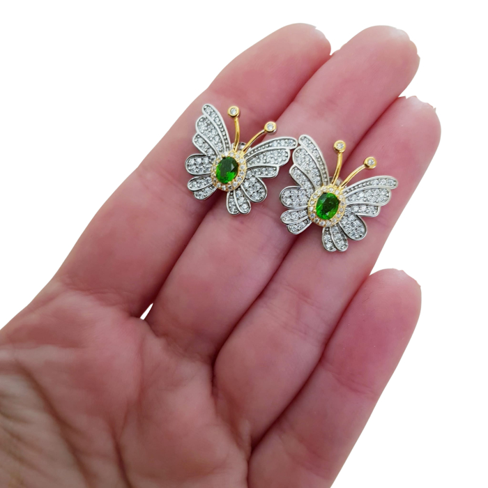 Cercei argint crom-diopsid [3]