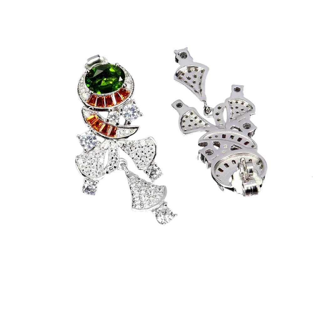 Cercei argint crom-diopsid [2]