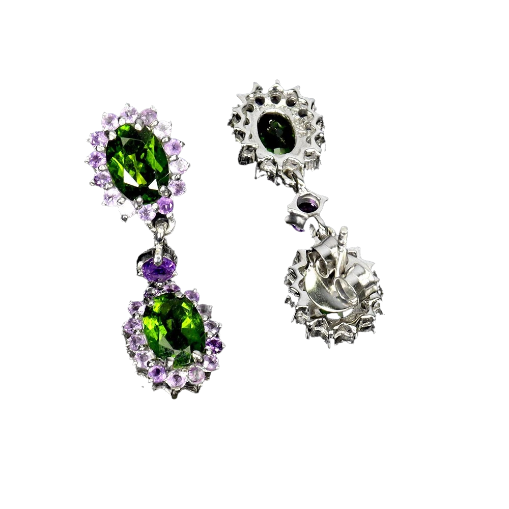 Cercei argint crom-diopsid [2]