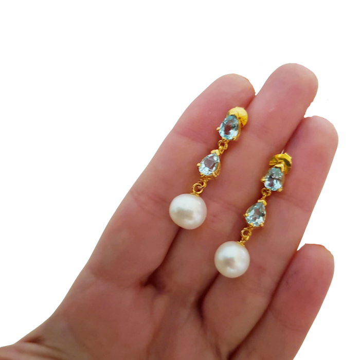 Cercei argint perle topaz [3]