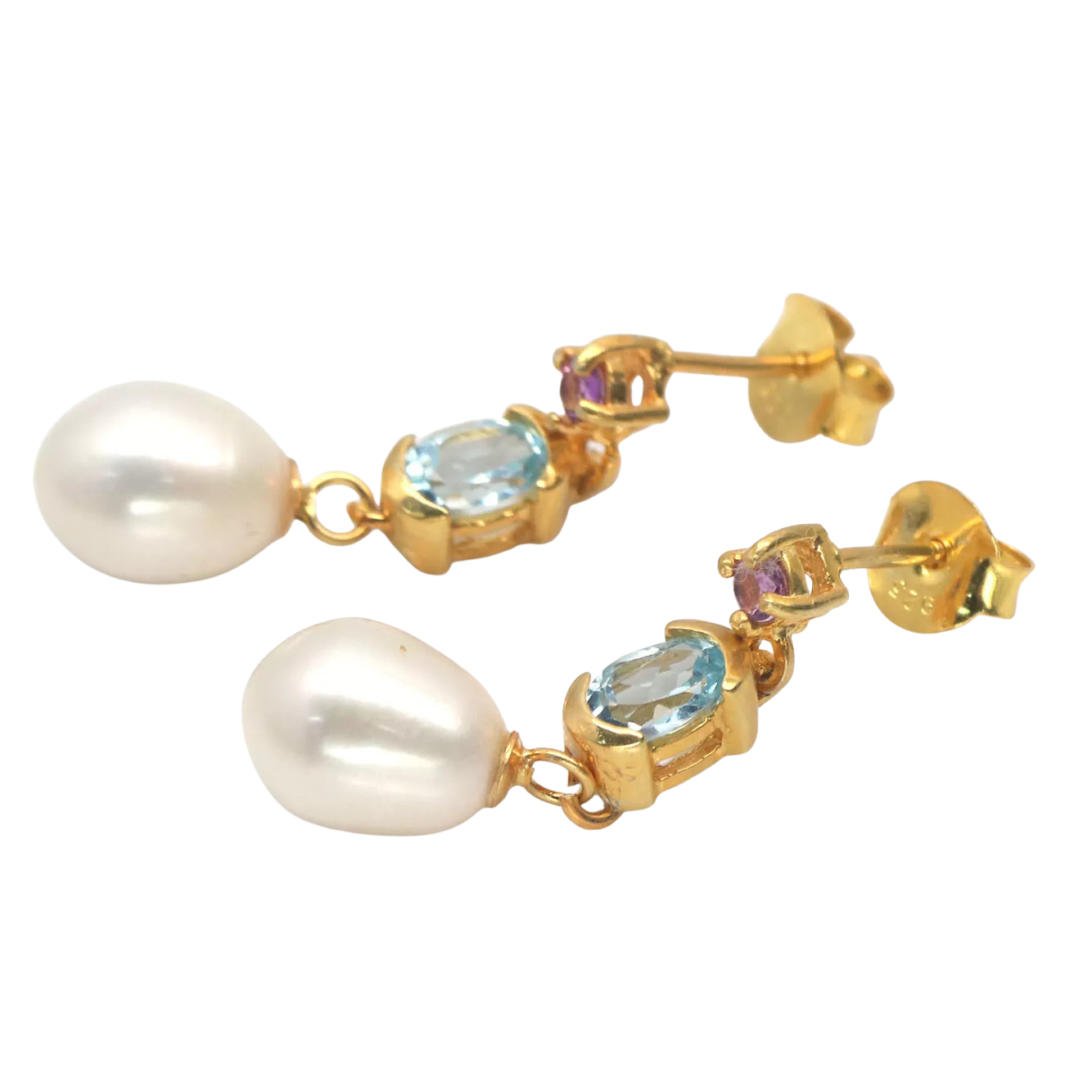 Cercei argint topaz perle [2]