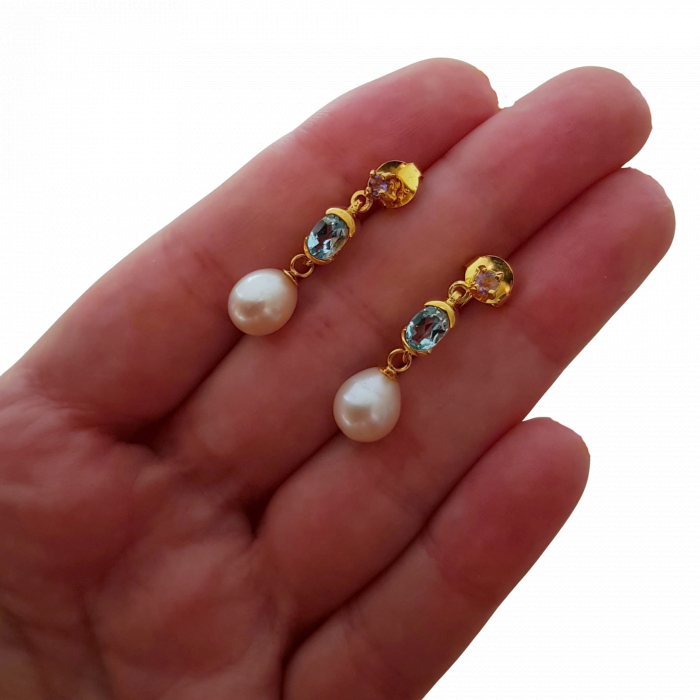 Cercei argint topaz perle [4]