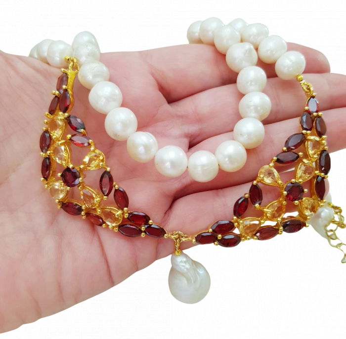 Colier argint perle granat [4]