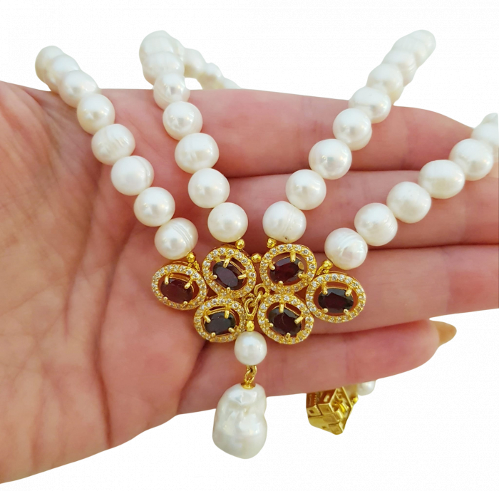Colier argint perle granat [4]