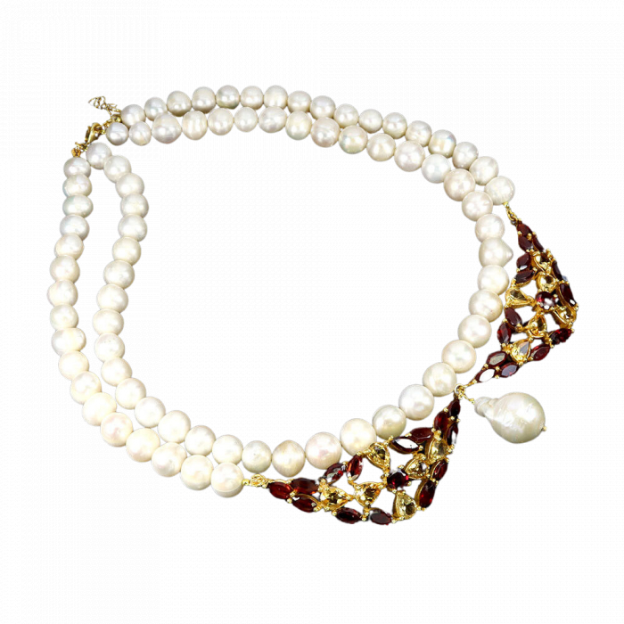 Colier argint perle granat [2]