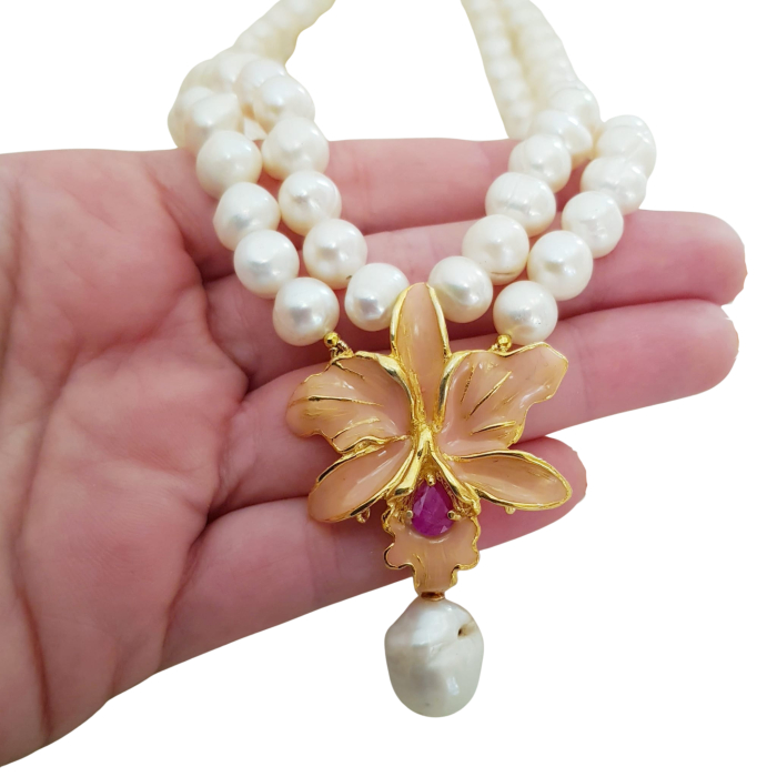 Colier argint perle rubin [4]