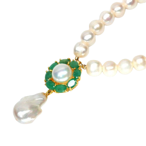 Colier argint perle smarald [2]