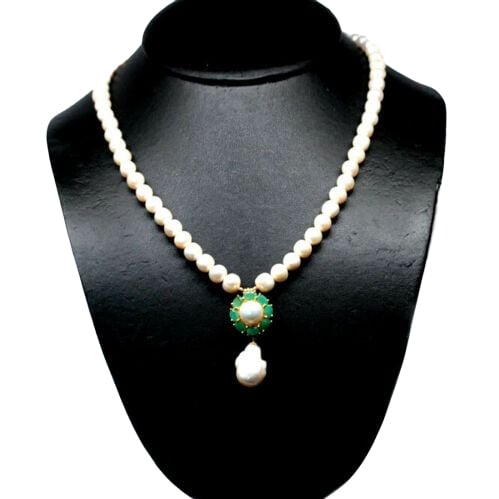 Colier argint perle smarald [1]