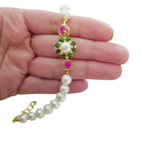 Bratara argint crom-diopsid, perle [3]