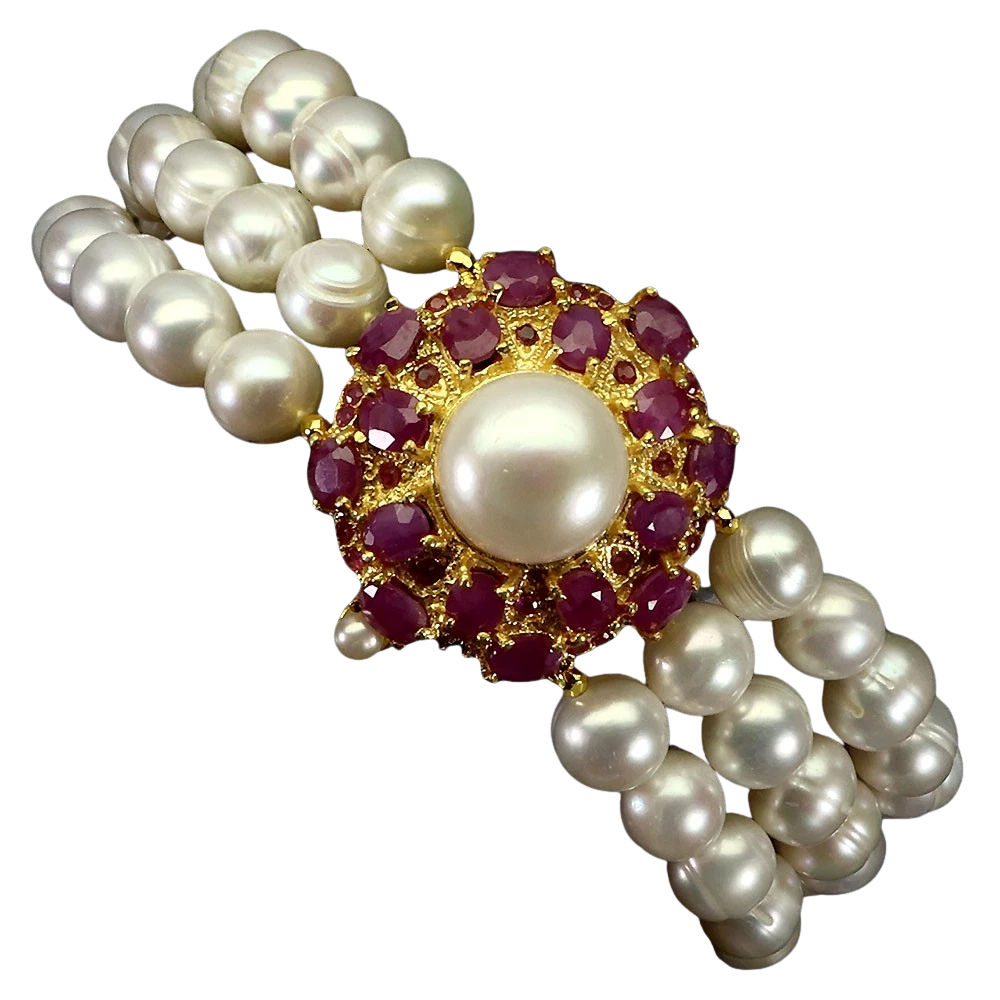 Bijuterii cu Pietre Semiprețioase si Pretioase din Argint - Bratara argint perle rubin