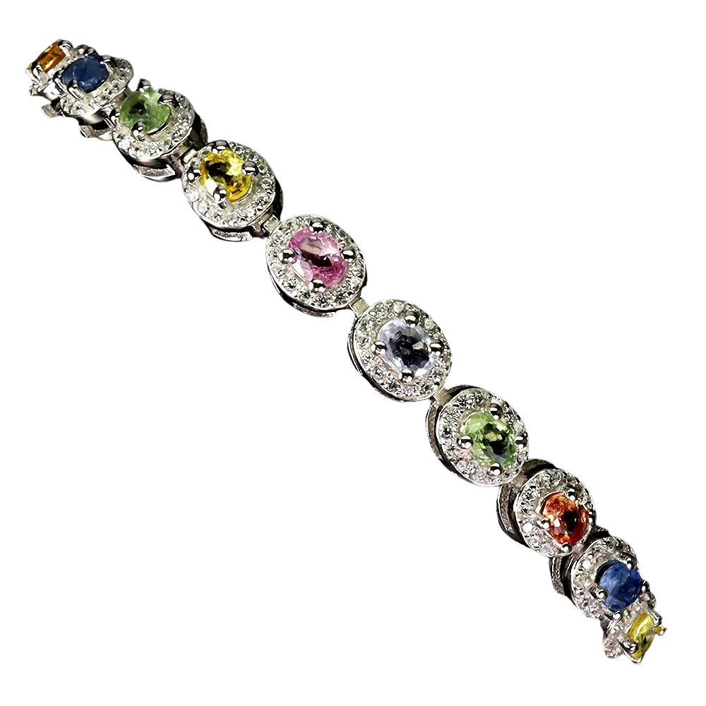 Brățări cu Pietre Semipretioase si Pietre Pretioase din Argint - Bratara argint safir multicolor
