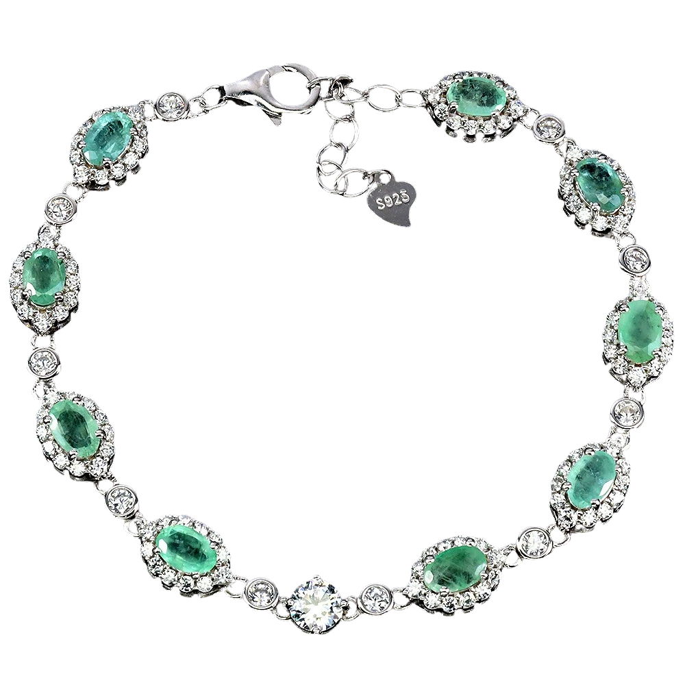 Brățări cu Pietre Semipretioase si Pietre Pretioase din Argint - Bratara argint smarald