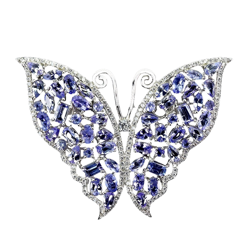 Bijuterii cu Pietre Semiprețioase si Pretioase din Argint - Brosa argint tanzanit