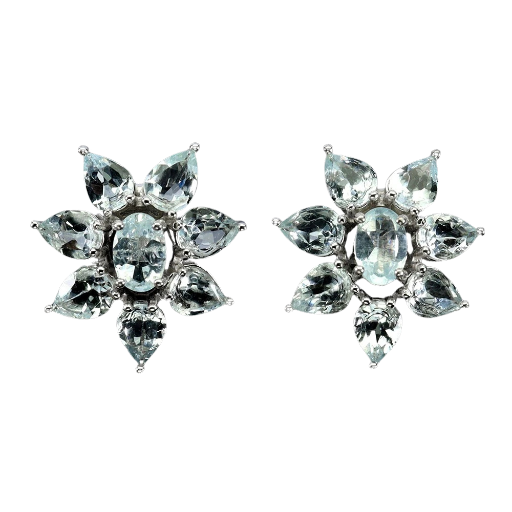 Bijuterii cu Pietre Semiprețioase si Pretioase din Argint - Cercei argint acvamarin