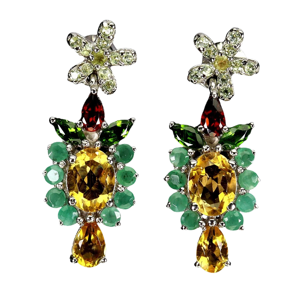 Cercei cu Pietre Semipretioase si Pietre Pretioase din Argint - Cercei argint citrin