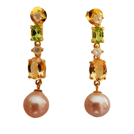 Bijuterii cu Pietre Semiprețioase si Pretioase din Argint - Cercei argint citrin