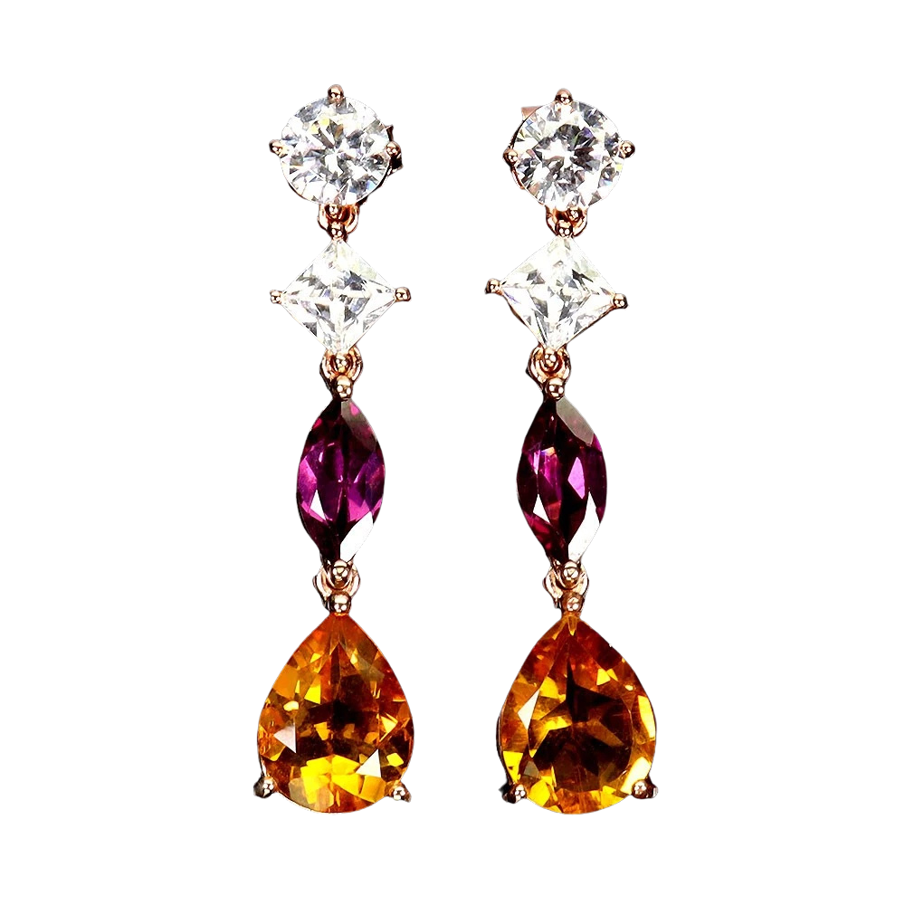 Cercei cu Pietre Semipretioase si Pietre Pretioase din Argint - Cercei argint citrin