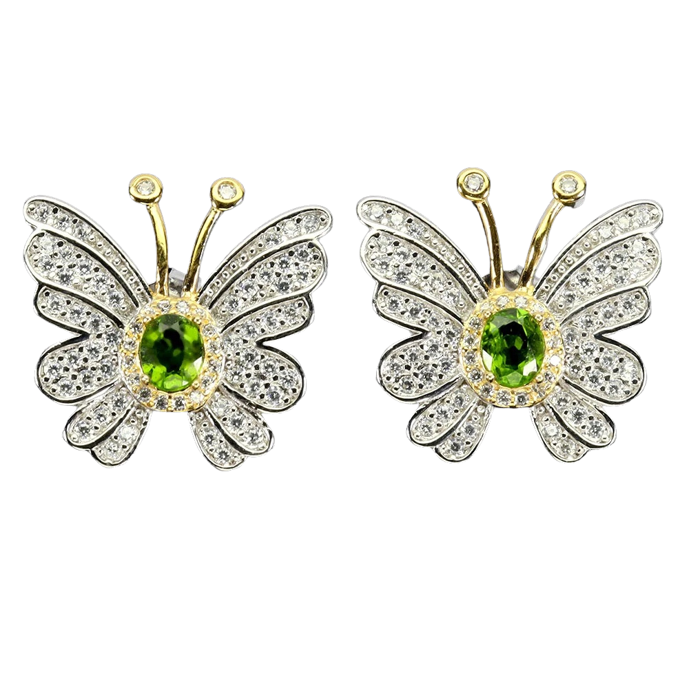 Crom-diopsid - Cercei argint crom-diopsid