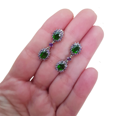 Cercei argint crom-diopsid [2]