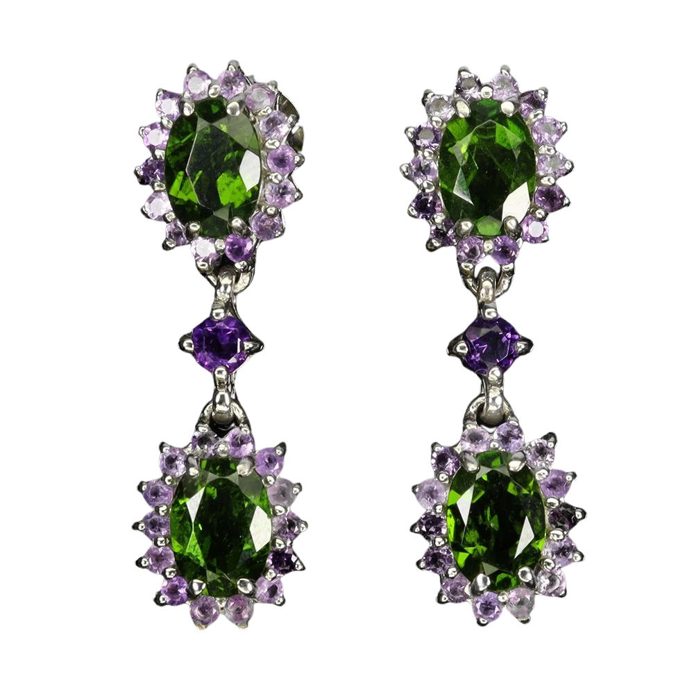 Bijuterii - Cercei argint crom-diopsid