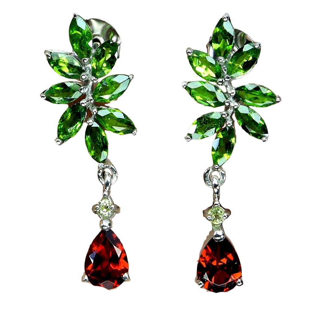 Crom-diopsid - Cercei argint crom-diopsid