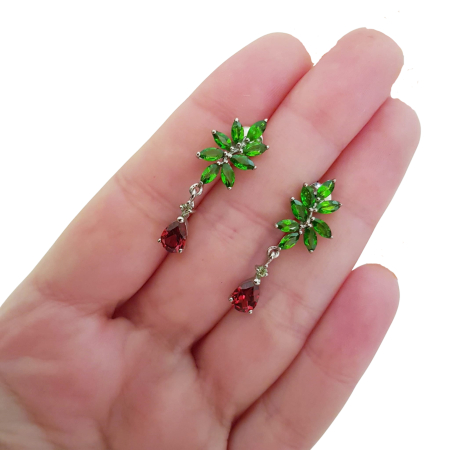 Cercei argint crom-diopsid [2]