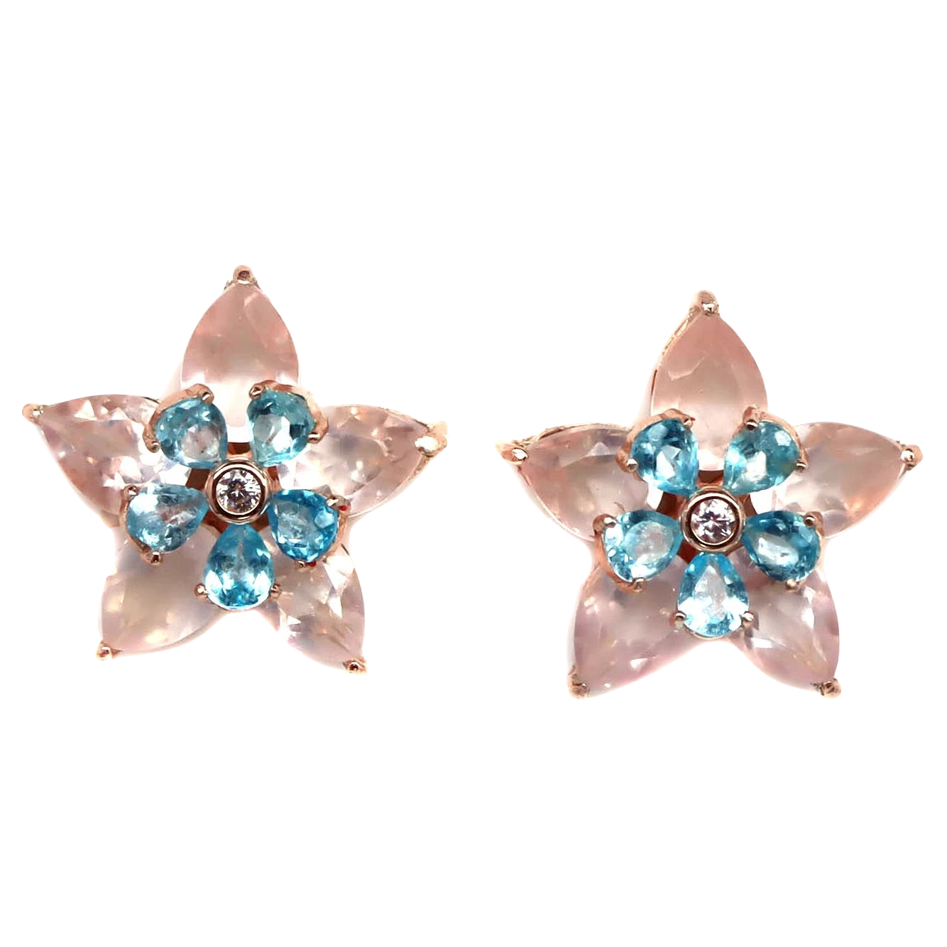 Cercei cu Pietre Semipretioase si Pietre Pretioase din Argint - Cercei argint cuart roz