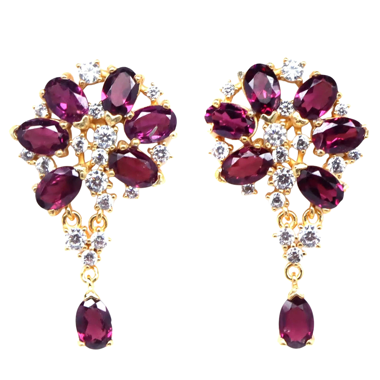 Cercei cu Pietre Semipretioase si Pietre Pretioase din Argint - Cercei argint granat