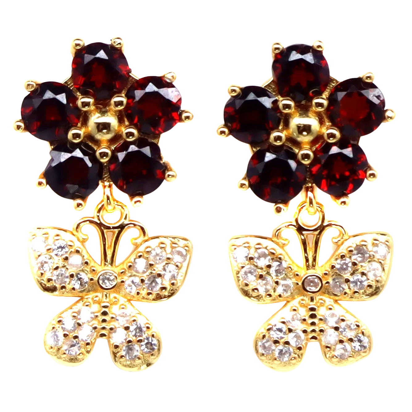 Cercei cu Pietre Semipretioase si Pietre Pretioase din Argint - Cercei argint granat