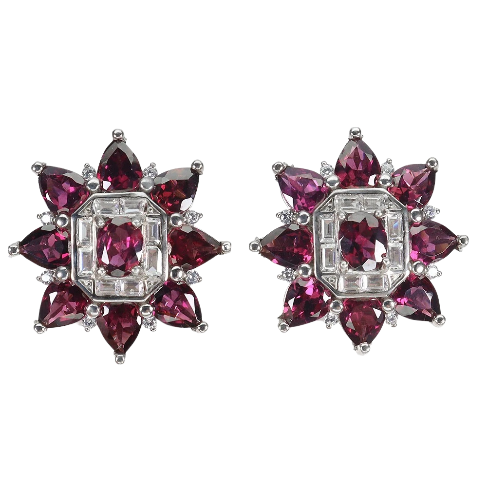 Cercei cu Pietre Semipretioase si Pietre Pretioase din Argint - Cercei argint granat